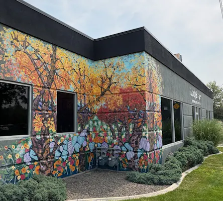 Mural on the side of the studio building.