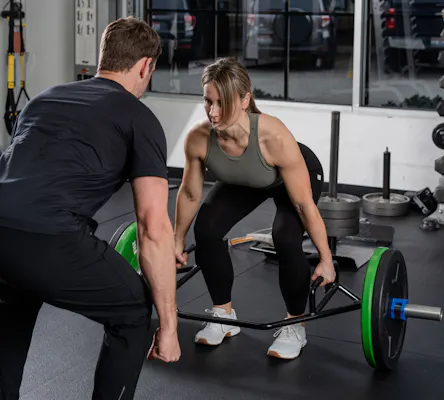 James demonstrating trapbar deadlift.